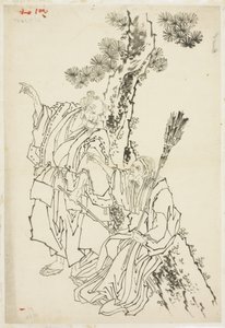 Jo e Uba; Tema de Takasago, ca. 1815-49 (tinta no papel) de Katsushika Hokusai
