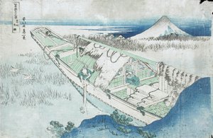 Joshu, Ushibori, Hetachi Províncias da Série Trinta e Seis Vistas de Fuji, século 19 (impressão de woodblock de cor) de Katsushika Hokusai