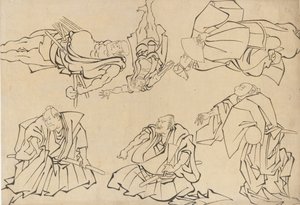 Atores Kabuki, final do século 18 e início do século 19. de Katsushika Hokusai