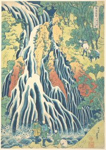 Cascata de Kirifuri na Montanha Kurokami, em Shimotsuke (Shimotsuke Kurokamiyama Kirifuri no taki), da série «Um passeio pelas cascatas de várias províncias» (Shokoku taki meguri) de Katsushika Hokusai