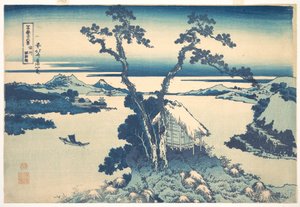 Lago Suwa, na província de Shinano (Shinshū Suwako), da série «Trinta e seis vistas do Monte Fuji» (Fugaku sanjūrokkei) de Katsushika Hokusai
