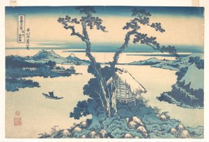 Lago Suwa, na província de Shinano (Shinshū Suwako), da série «Trinta e seis vistas do Monte Fuji» (Fugaku sanjūrokkei) de Katsushika Hokusai