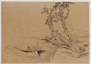 Paisagem: figuras pescando em barcos, final do século XVIII-início do século XIX. de Katsushika Hokusai