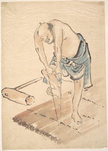 Homem numa jangada de Katsushika Hokusai