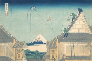 Diagrama esquemático da loja Mitsui Shop no membro Gachō Edo Edo Gachō Mitsui, do leilão. .. .. , mosquito. 1830-32. de Katsushika Hokusai