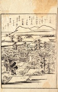 Flores-da-lua na neve, de um álbum de poesia kyōka de Katsushika Hokusai
