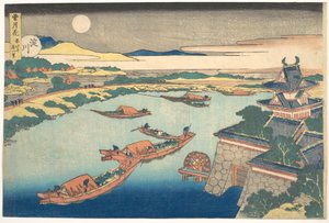 Luar no rio Yodo (Yodogawa), da série «Neve, Lua e Flores» (Setsugekka) de Katsushika Hokusai