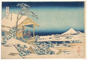 A manhã seguinte à neve em Koishikawa, em Edo (Koishikawa yuki no ashita), da série «Trinta e seis vistas do Monte Fuji» (Fugaku sanjūrokkei) de Katsushika Hokusai