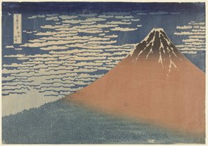Monte Fuji em tempo claro (também conhecido como Fuji Vermelho), c.1830 (impressão em xilogravura) de Katsushika Hokusai