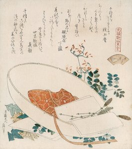 Concha de «Myriad Grasses» (Chigusagai)
da série «Um jogo de emparelhamento de conchas com os trinta e seis versos encadeados de Genroku (Genroku kasen kai-awase)» de Katsushika Hokusai