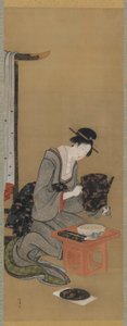Ano Novo Personalizado: Desejo de um Ano Novo Sonho Auspicioso, período Edo, c.1806-11 (tinta e cor em seda) de Katsushika Hokusai