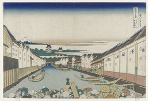 Ponte Nihonbashi em Edo, 1830-33 de Katsushika Hokusai