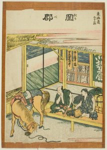 Okabe, da série "Cinquenta e três estações do Tokaido (Tokaido gojusan tsugi)" de Katsushika Hokusai