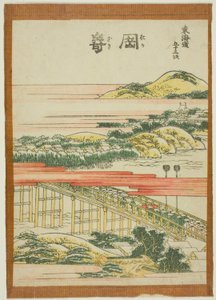 Okazaki, da série "Cinquenta e três estações do Tokaido (Tokaido gojusan tsugi)" de Katsushika Hokusai
