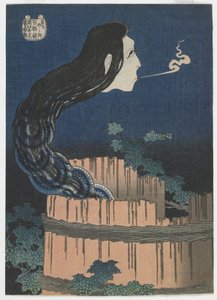 Cem contos de fantasmas: Sarayashiki, período Edo, 1831-32 (impressão em xilogravura a cores) de Katsushika Hokusai