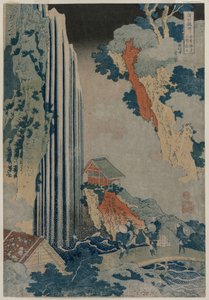 Ono Waterfall na estrada Kiso da série Tour de cachoeiras nas províncias, início da década de 1830. de Katsushika Hokusai