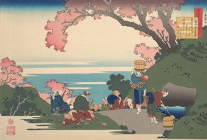 Poema de Gon-chunagon Masafusa Oe no Masafusa, da série Cem Poemas Explicados..., 1921. de Katsushika Hokusai