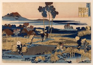 Poema de Tenchi Tennō, da série «Cem Poemas Explicados pela Enfermeira» de Katsushika Hokusai