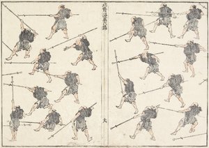 Prática da Espada de Cabo Longo, 1817 de Katsushika Hokusai