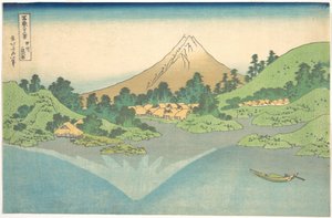 Reflexo no lago de Misaka, na província de Kai (Kōshū Misaka suimen), da série «Trinta e seis vistas do Monte Fuji» (Fugaku sanjūrokkei) de Katsushika Hokusai