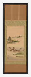 Paisagem fluvial: balsa e Monte Fuji, período Edo, 1842. de Katsushika Hokusai