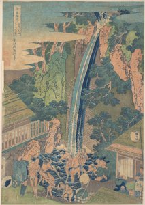 Cascata de Rōben em Ōyama, na província de Sagami (Sōshū Ōyama Rōben no taki), da série «Um passeio pelas cascatas de várias províncias» (Shokoku taki meguri) de Katsushika Hokusai