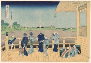 Sazai Hall no Templo dos Quinhentos Arhats (Gohyakurakanji Sazaido), da série "Trinta e seis vistas do Monte Fuji (Fugaku sanjurokkei)" de Katsushika Hokusai