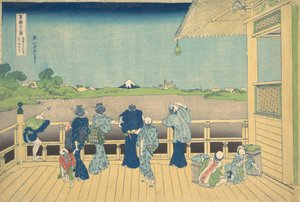 Sazai Hall no Templo dos Quinhentos Arhats Gohyaku Rakanji Sazaido, de..., ca. 1830-32. de Katsushika Hokusai