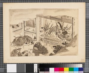 Cenas da guerra entre o Japão e a Coreia, finais do século XVIII e primeira metade do século XIX (tinta e aguada sobre papel) de Katsushika Hokusai