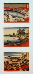 Neve, lua e flores em belas paisagens de Katsushika Hokusai