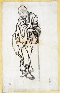 Auto-retrato como um homem velho, c.1840-49 (caneta e tinta sobre papel) de Katsushika Hokusai