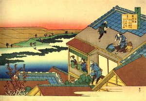 Série de cem poemas de cem poetas: paisagem "Lady Ise", Japão - Impressão de Katsushika Hokusai (1760-1849) (escola ukiyo-e) cerca de 1830 Estado de l