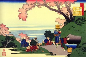 Série de cem poemas de cem poetas: "Oe no Masafusa" cenário da vida quotidiana, Japão Impressão de Katsushika Hokusai (1760-1849) (escola ukiyo-e) cerca de 1830 Estado Hermitage São Petersburgo de Katsushika Hokusai