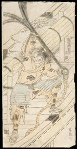 Shinozuka Iganokami Sadatsuna a segurar uma âncora de navio de Katsushika Hokusai