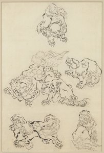 Seis Leões de Katsushika Hokusai