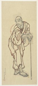 Esboço para uma impressão em xilogravura, final do século XVIII e início do século XIX. de Katsushika Hokusai