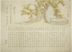 Pardais em mós com arbustos Hagi de Katsushika Hokusai