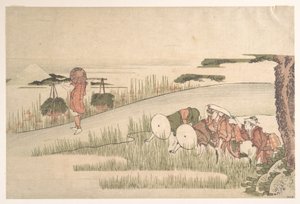 A Primavera nos campos de arroz de Katsushika Hokusai