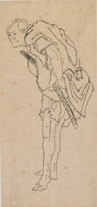 Homem em pé, final do século XVIII e início do século XIX. de Katsushika Hokusai
