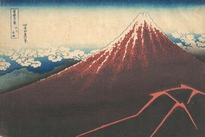 Tempestade abaixo do Monte Fuji Sanka no haku u, da série Trinta e Seis Vistas do Monte..., ca. 1830-32. de Katsushika Hokusai