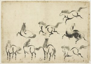 Studies of Horses, c.1815-1849 (tinta no papel) de Katsushika Hokusai