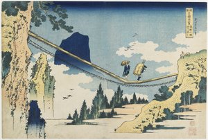 "Ponte de Suspensão entre as Províncias de Hida e Etchu" de Katsushika Hokusai