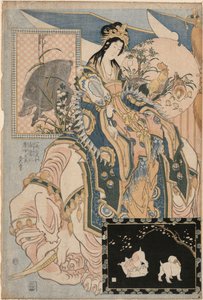 A Senhora Tang num elefante branco, da série «Obras gigantes em palha para uma atração de parque de diversões» de Katsushika Hokusai