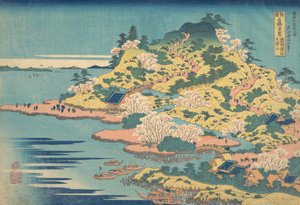 Mt. Tenpo Ao te th de gosto ver sócio Settsu P Rovinse inoculação Ajikawaguchi Mt. Tenpo. .. .. , 1827-30. de Katsushika Hokusai