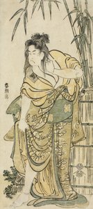 O ator Ichikawa Komazo como uma mulher de cabelos desgrenhados, c.1791 de Katsushika Hokusai