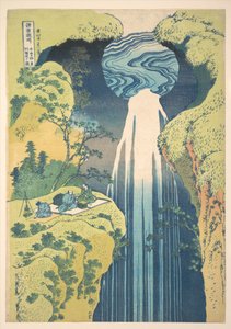 As Cascatas de Amida nos confins da Estrada de Kisokaidō (Kisoji no oku Amida-ga-taki), da série «Um Percurso pelas Cascatas de Várias Províncias» (Shokoku taki meguri) de Katsushika Hokusai