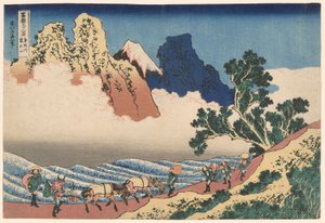 A parte de trás do Monte Fuji visto do Rio Minobu (Minobugawa Urafuji), da série Trinta e Seis Vistas do Monte Fuji (Fugaku sanjūrokkei) de Katsushika Hokusai