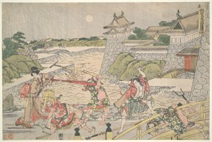 A Liga Fiel dos Quarenta e Sete R?nin (Ch?shingura), Acto III: Kampei atacado por Bannai e os seus homens de Katsushika Hokusai
