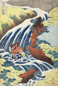 As Cascatas de Yoshitsune, onde se lava o cavalo, em Yoshino, província de Izumi de Katsushika Hokusai