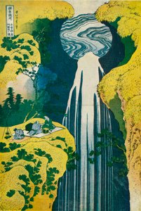 A cachoeira de Amida atrás da estrada Kiso, c1832. 1925 de Katsushika Hokusai